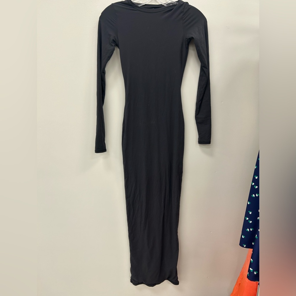 SKIMS Black Long Sleeve Dress